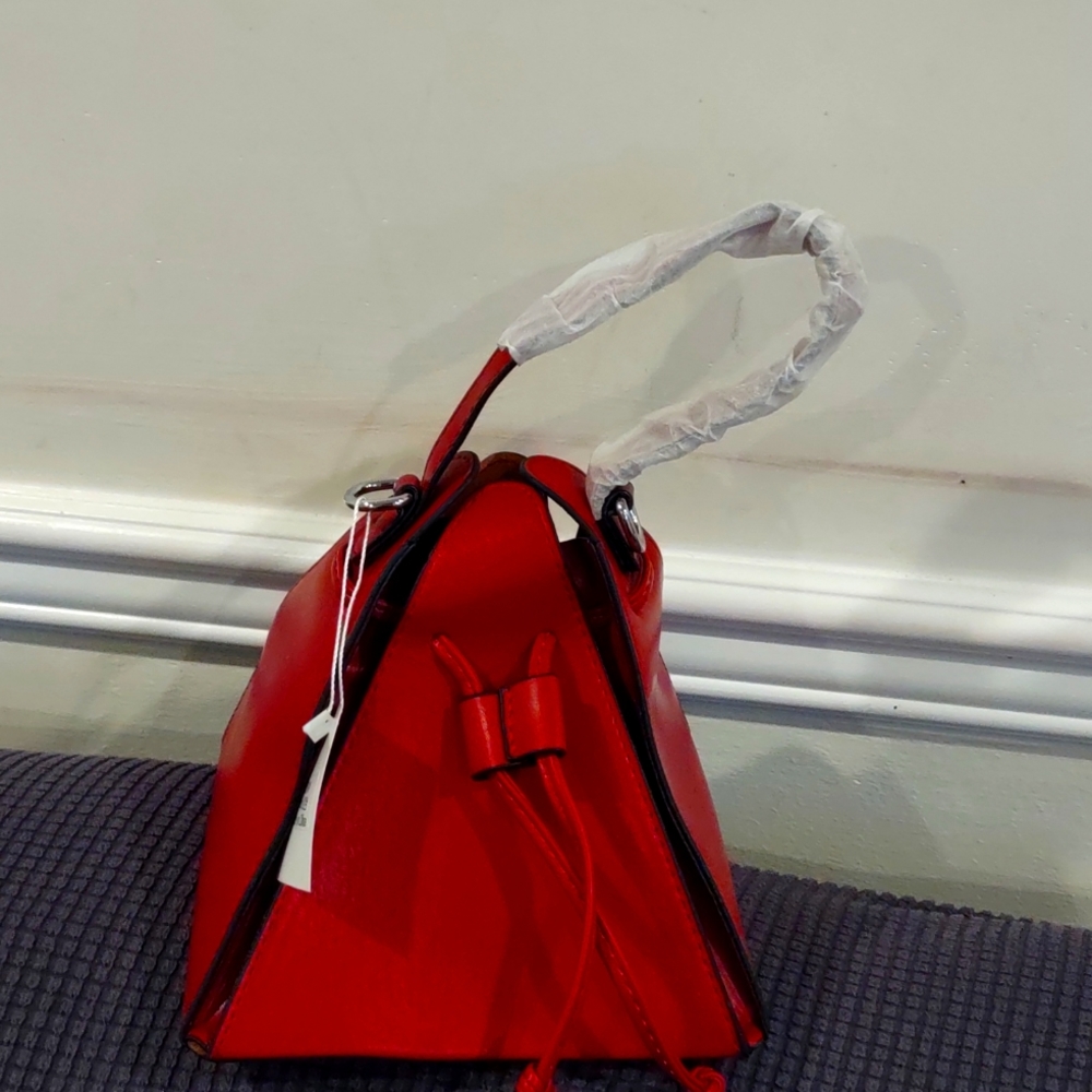 Red leather party bag